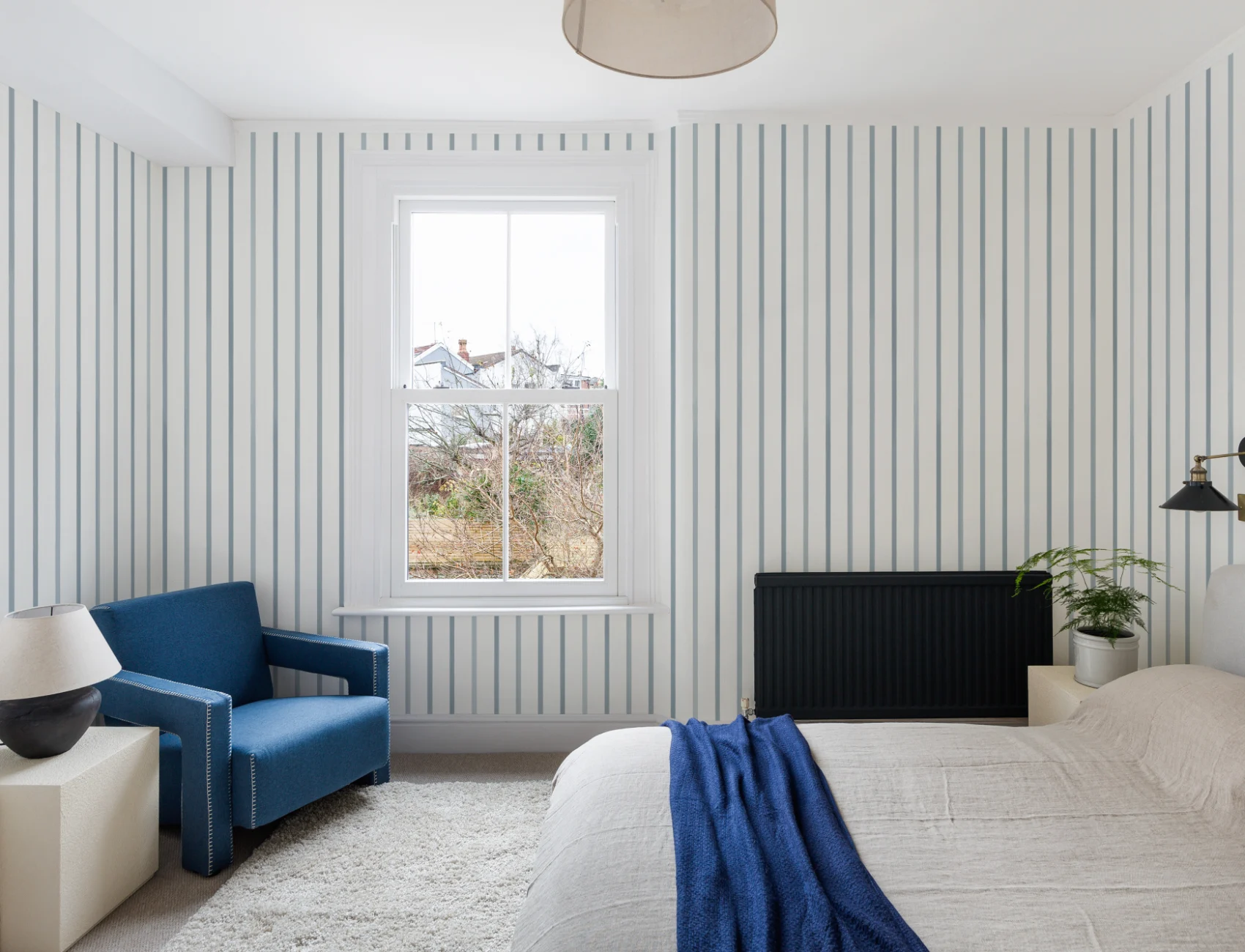Sailor Blue Striped Pattern Contemporary Mural