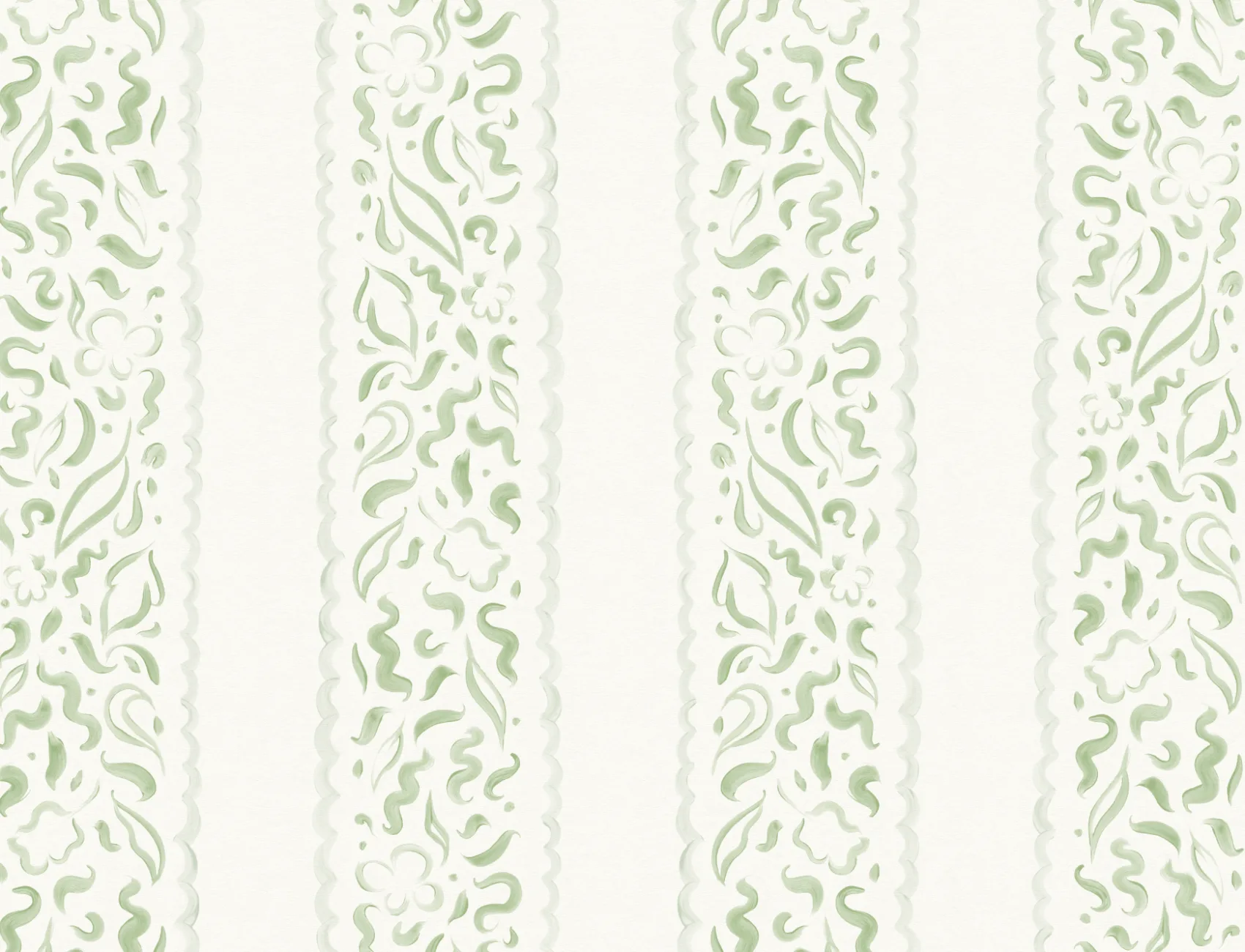 Green Abstract Leaves Striped Mural