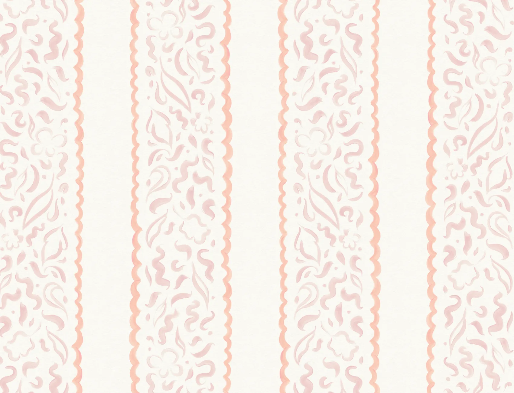 Pink Abstract Leaves Striped Mural
