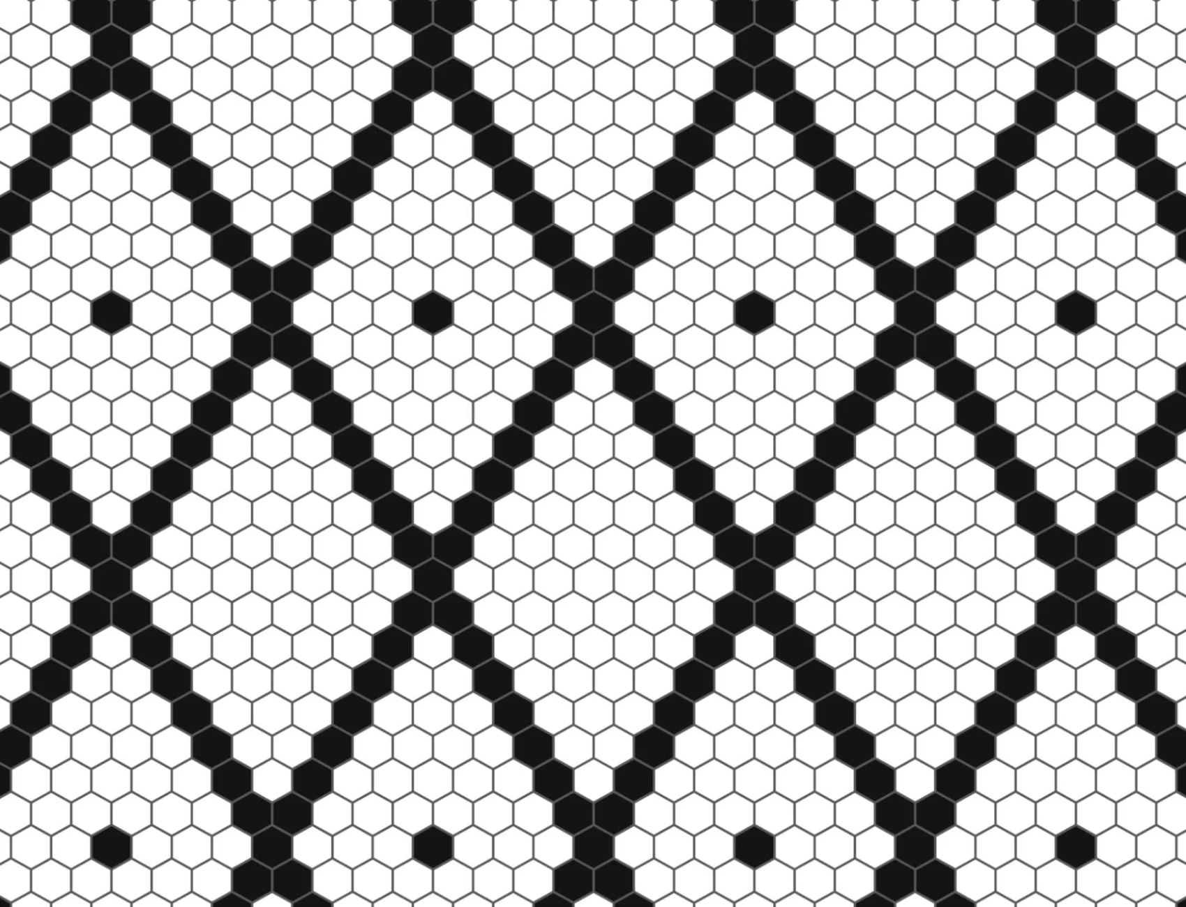Papel Pintado Efecto Azulejo a Rombos Blancos y Negros