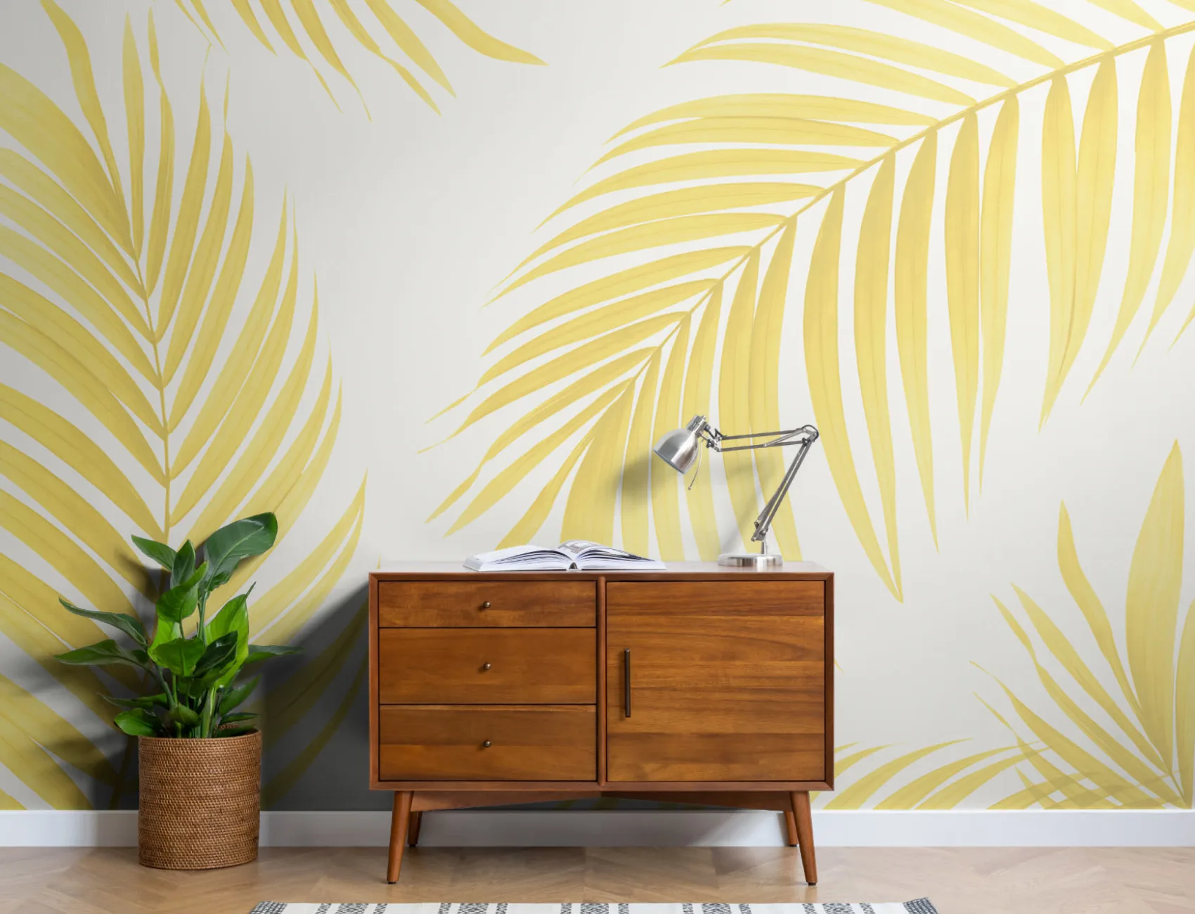 Yellow Tropical Palm Wallpaper Mural