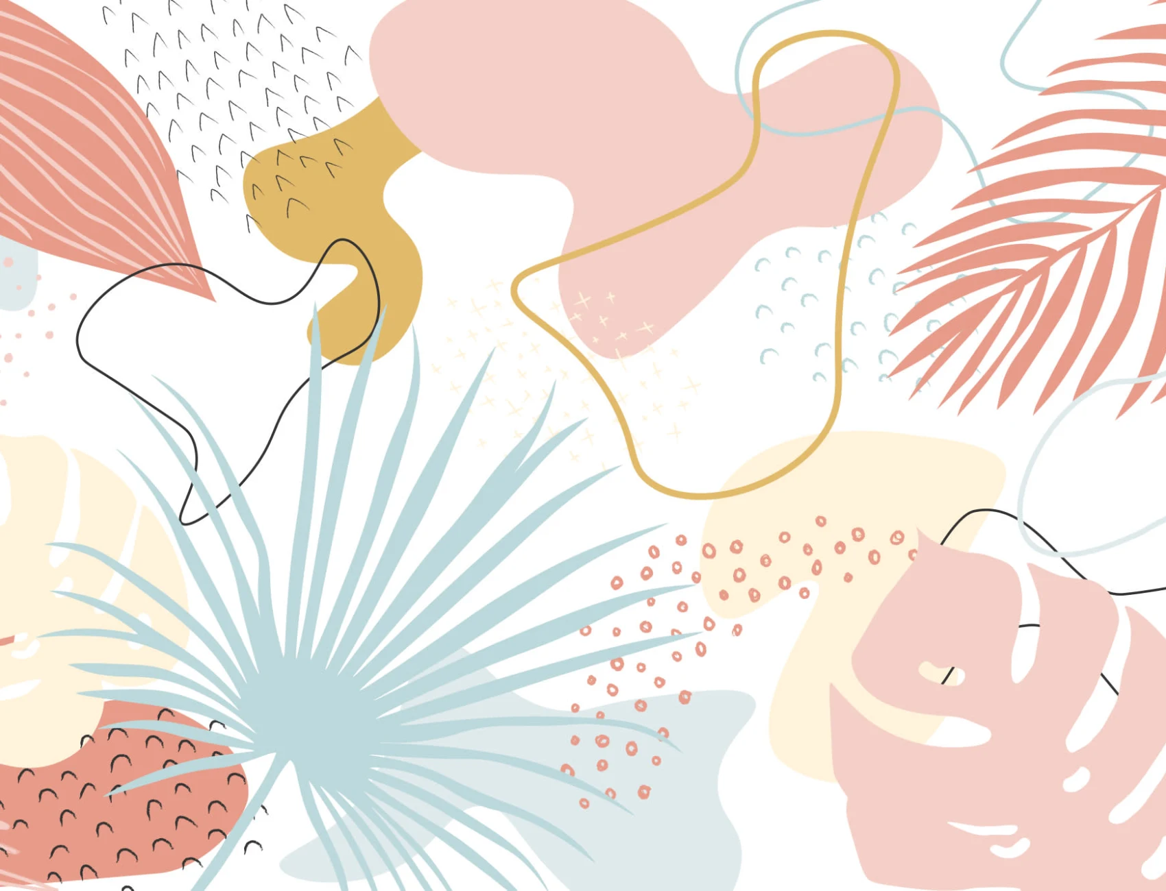 Pink & Blue Abstract Tropical Wall Mural