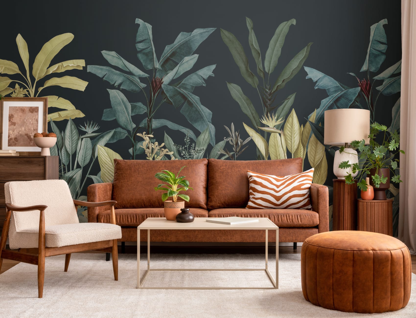 Blue & Green Dark Tropical Wall Mural