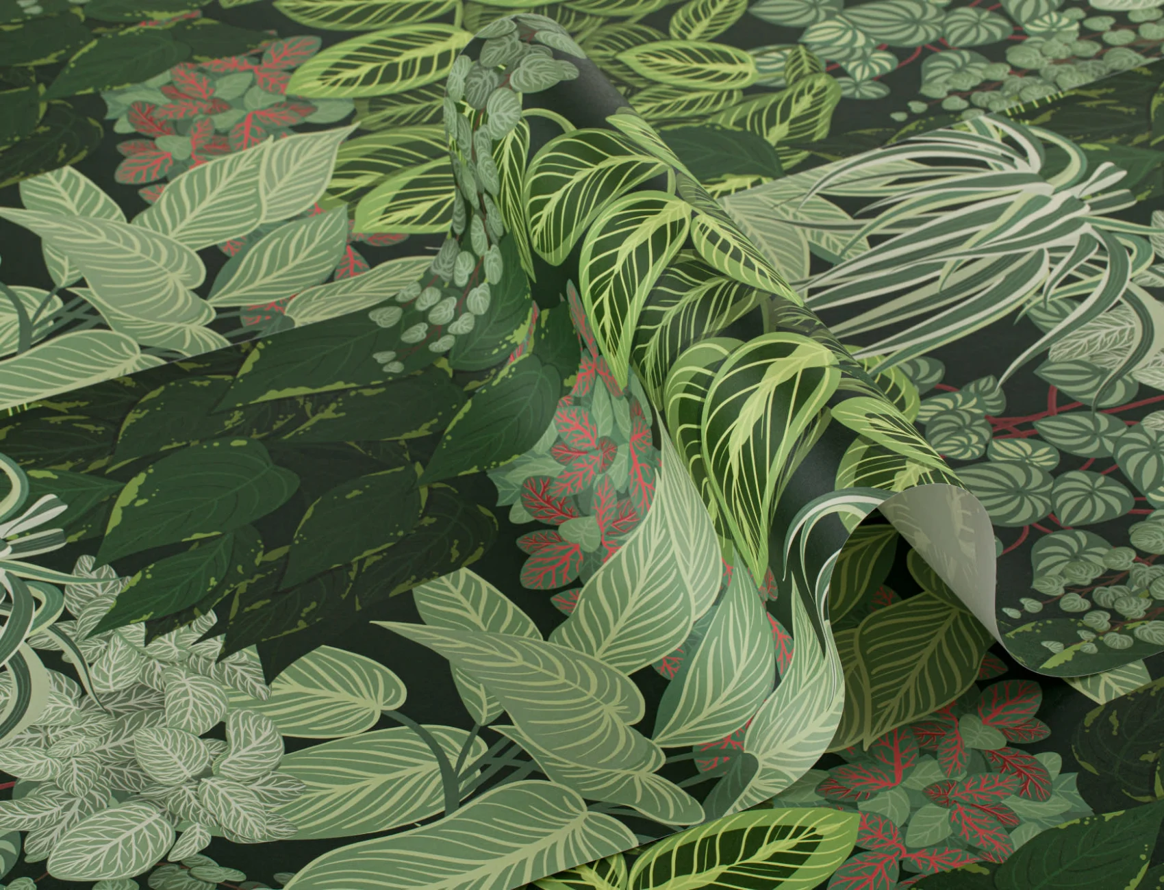Papel Pintado Jardín Vertical Verde con Motivo de Plantas de Interior