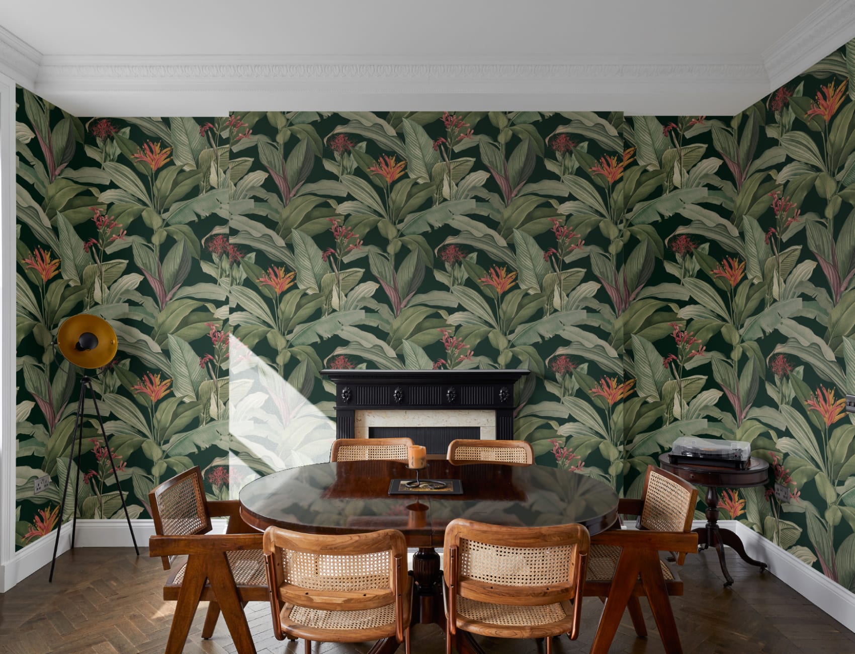 Green Chic Vintage Tropical Repeat Pattern Wallpaper
