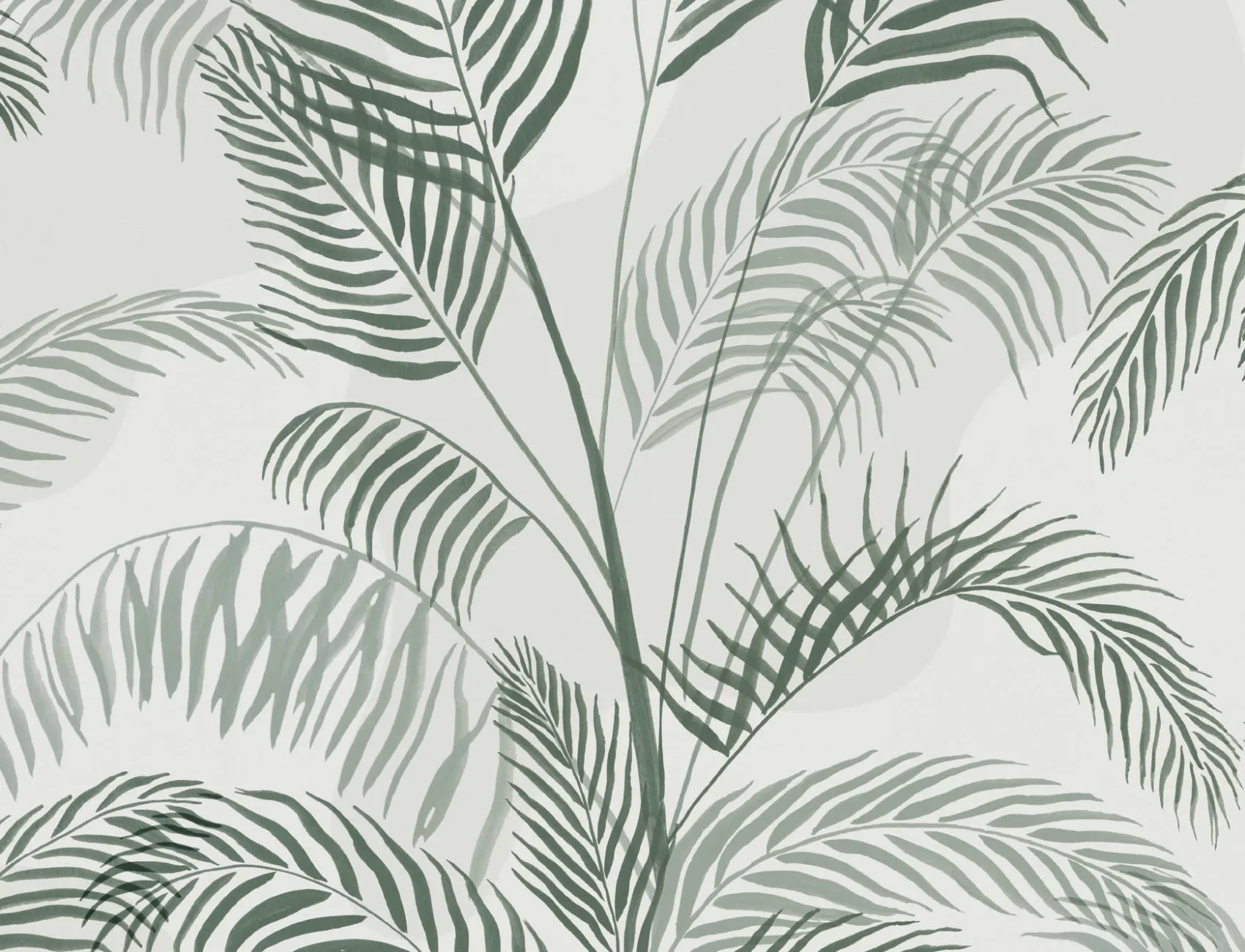 Green Watercolor Palm Leaf Repeat Pattern Wallpaper