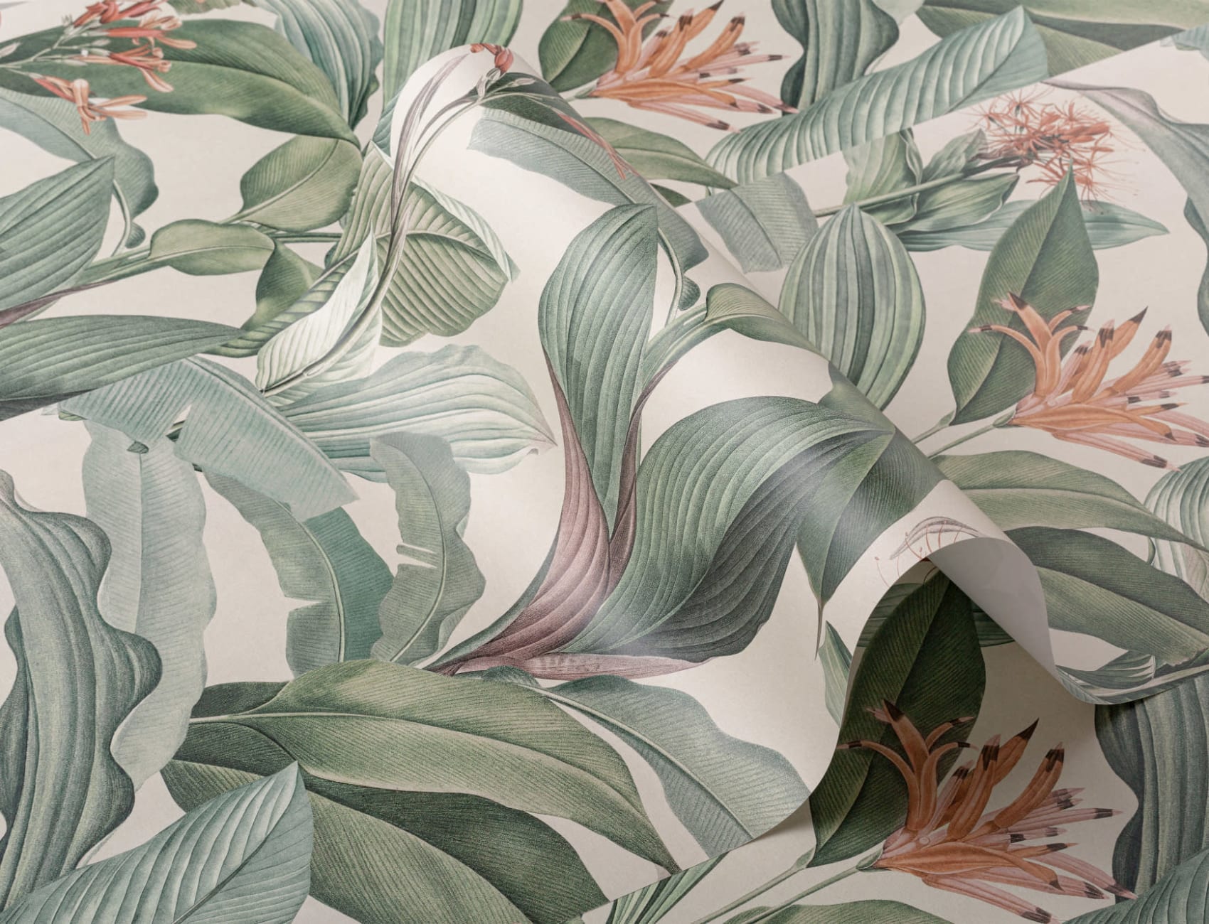 Peach Chic Vintage Tropical Repeat Pattern Wallpaper