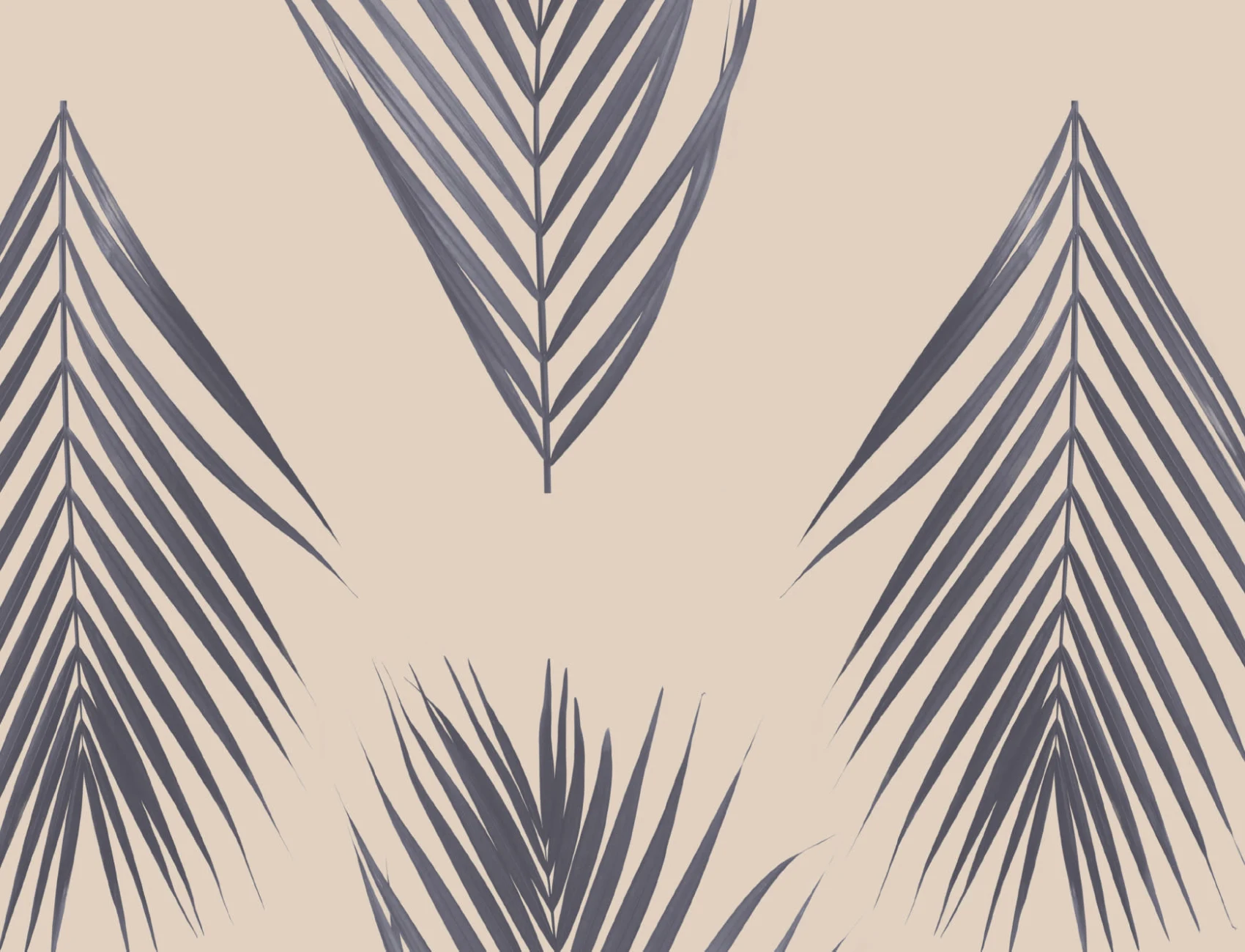 Blauw en crème Palm Leaf Repeat Pattern Behang