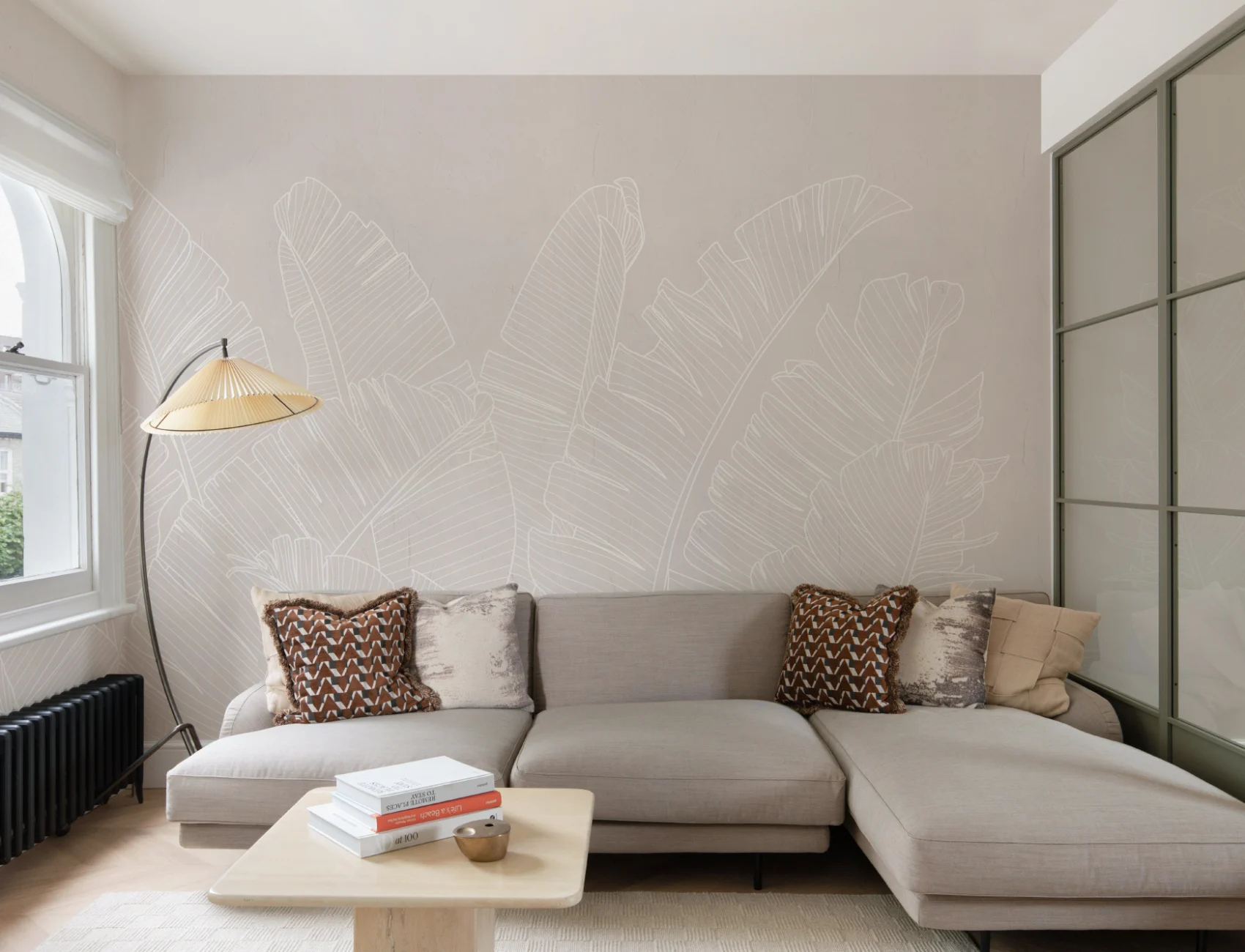Neutral Pink Large Banana Leaf Wallpaper Mural