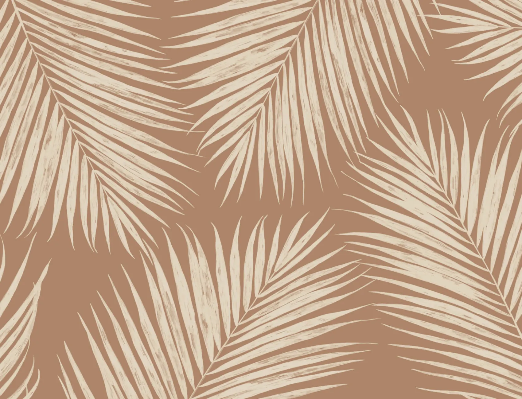 Neutral Terracotta Illustrated Tropical Palm Leaf Wallpaper Mural