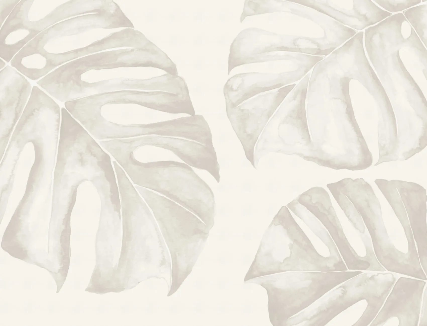 Neutral Watercolor Monstera Leaf Wallpaper Mural