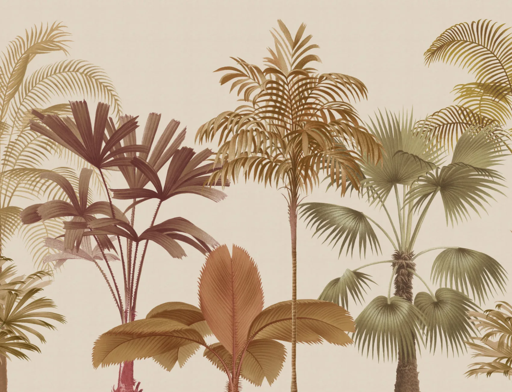 Lämmin Neutrals trooppinen Palm Tree kuvatapetti