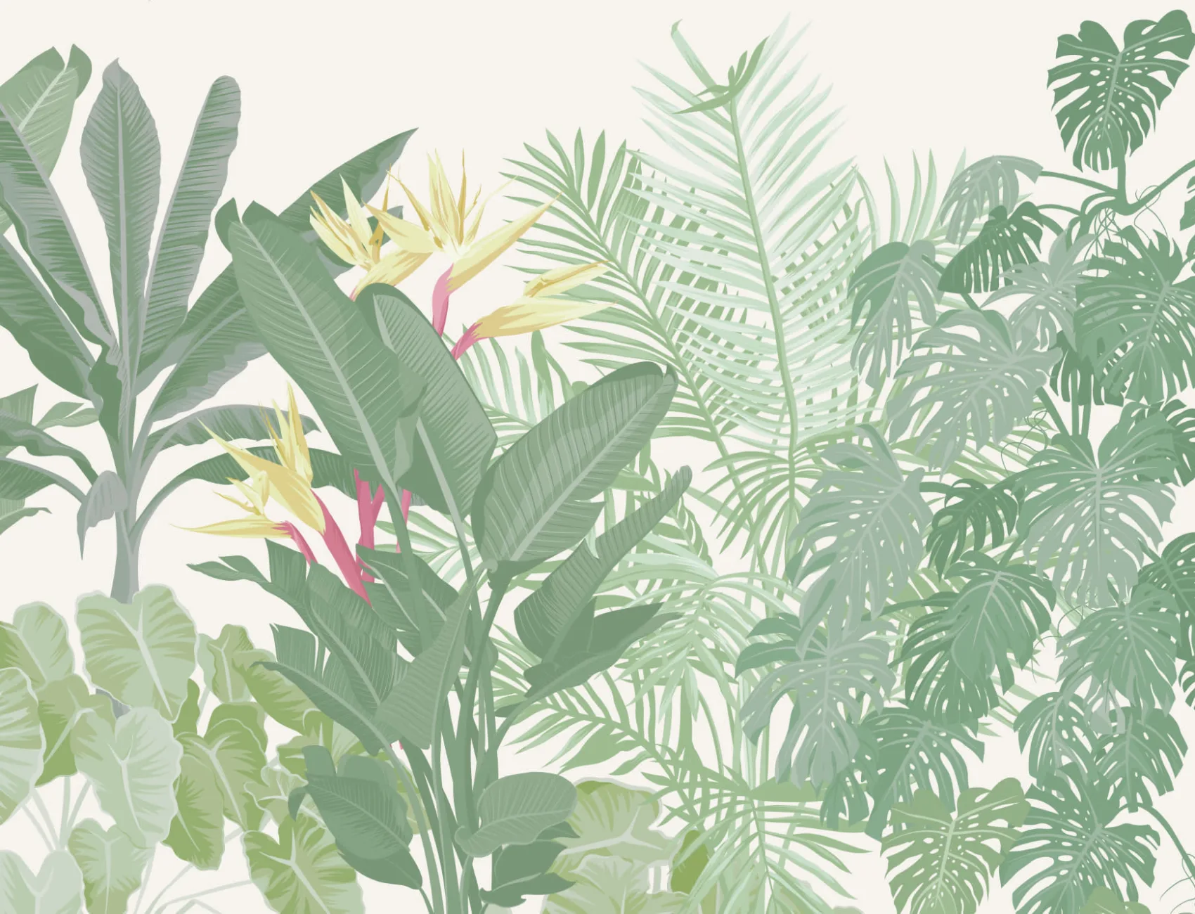 Carta da Parati Foglie Tropicali Verdi