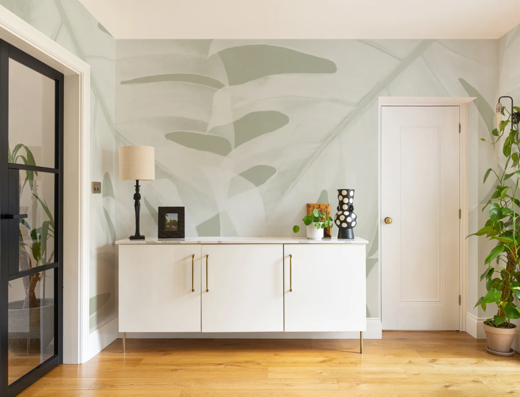 Large Green Monstera Leaf Wall Mural