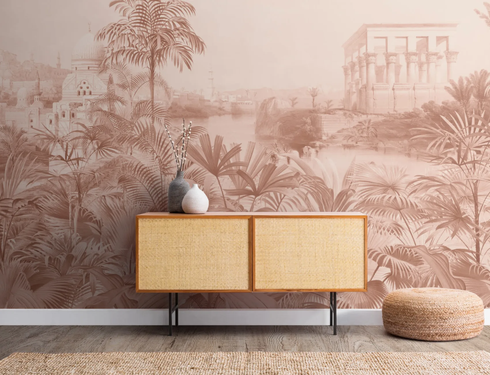 Peach Vintage Jungle Wallpaper Mural