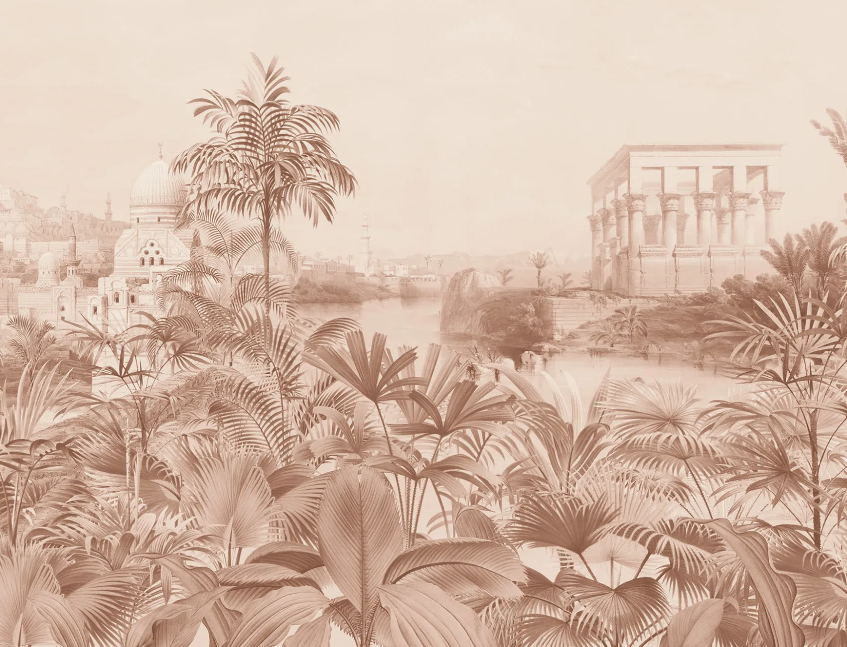 Peach Vintage Jungle Wallpaper Mural