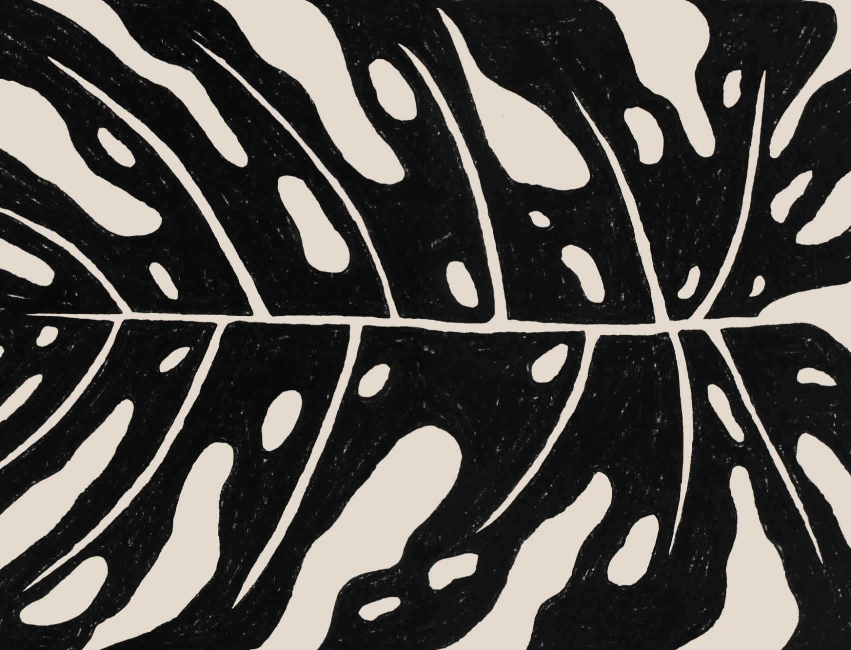 Mural de papel de parede Monstera Leaf Preto & Bege Gigante