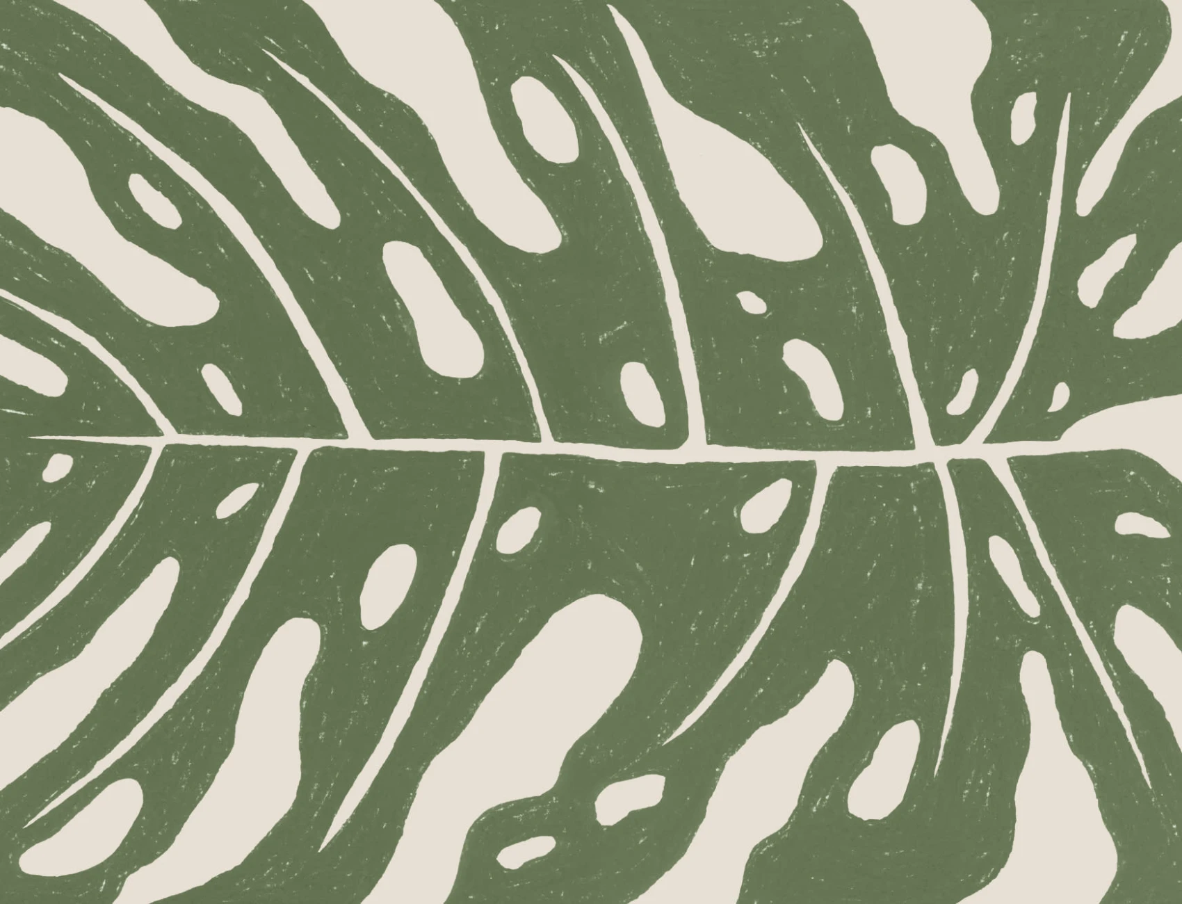 Mural Monstera gigante en beige y verde