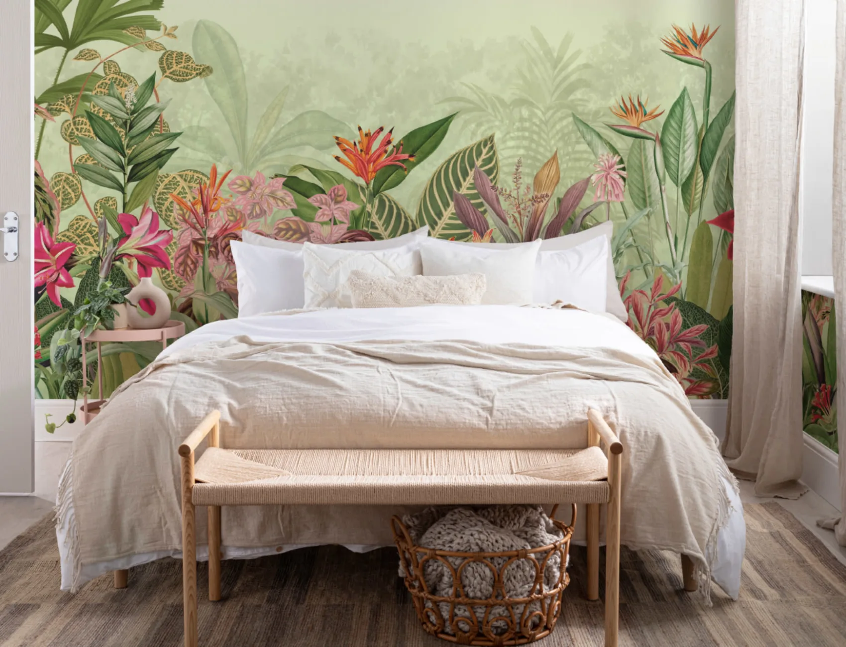Vintage Tropical Botanics Green Wall Mural