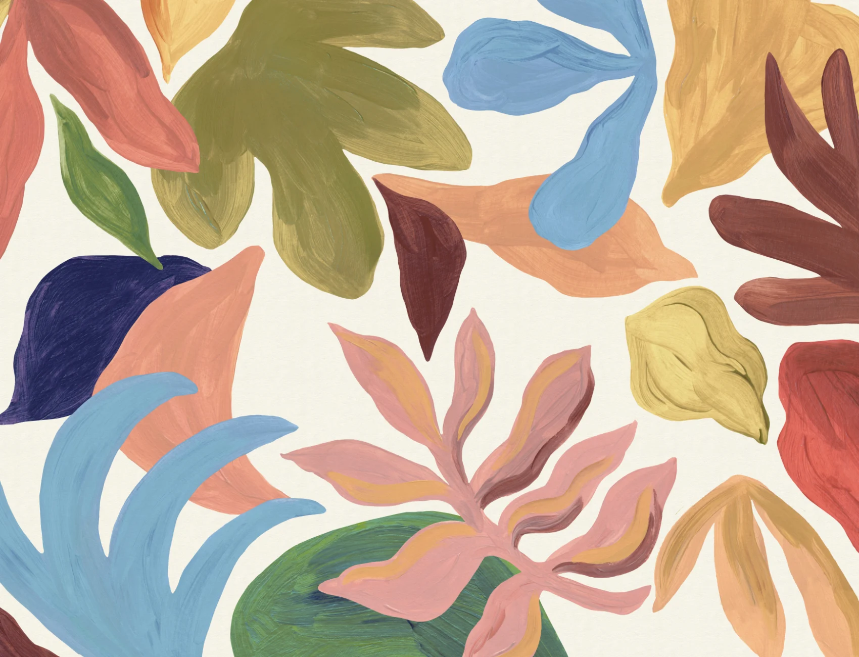 Veelkleurige abstracte areca-muurschildering met pasteluitstraling