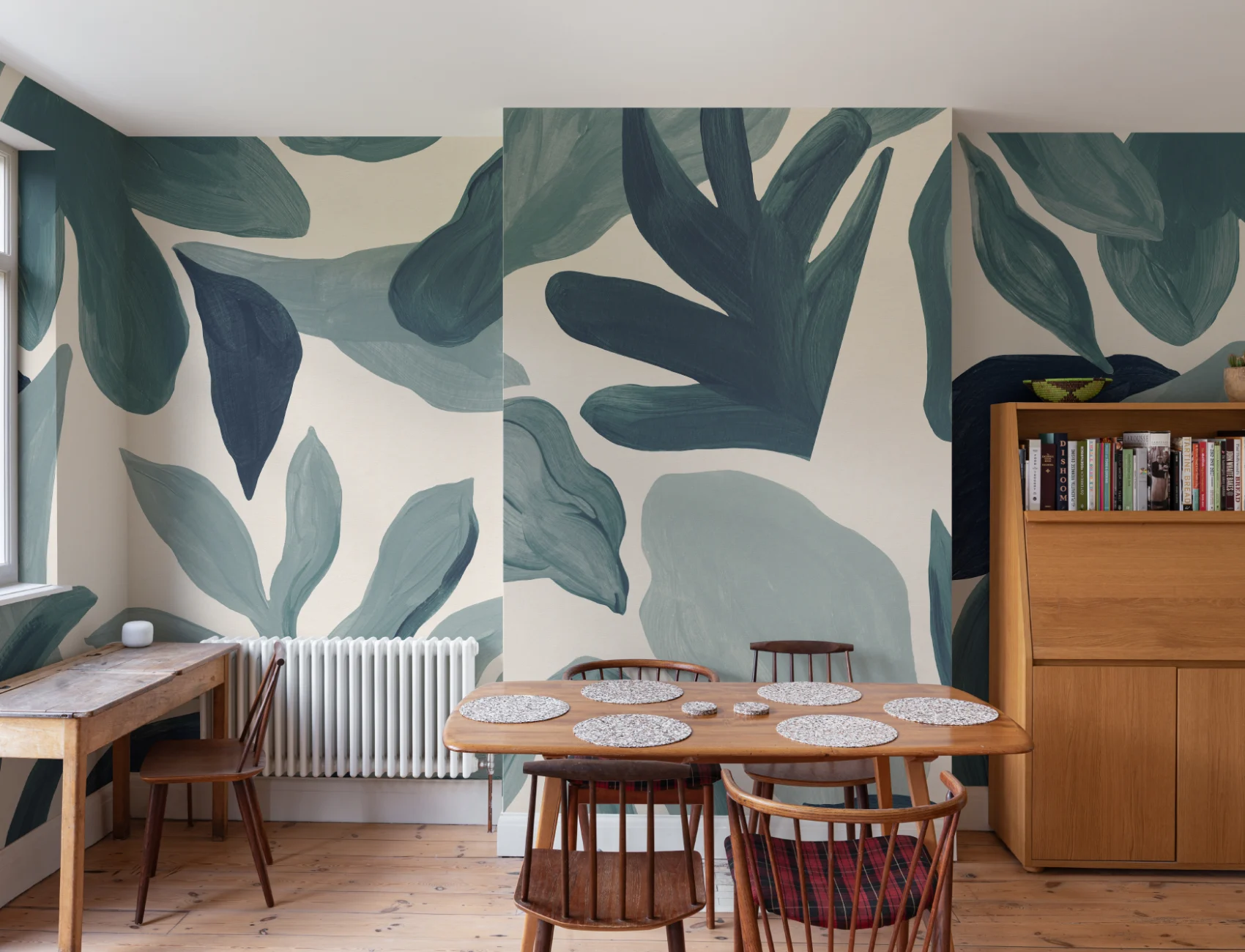 Blue Leafy Botanical Scandi Art Wall Mural