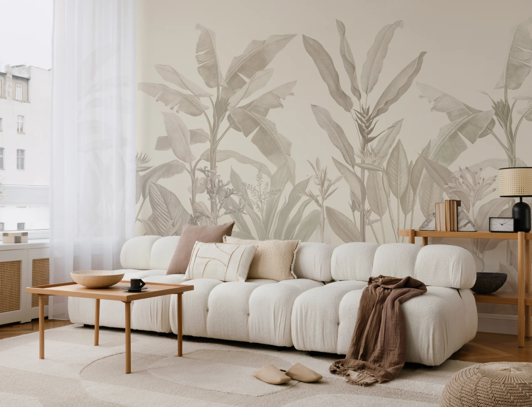 Neutral Vintage Tropical Mural