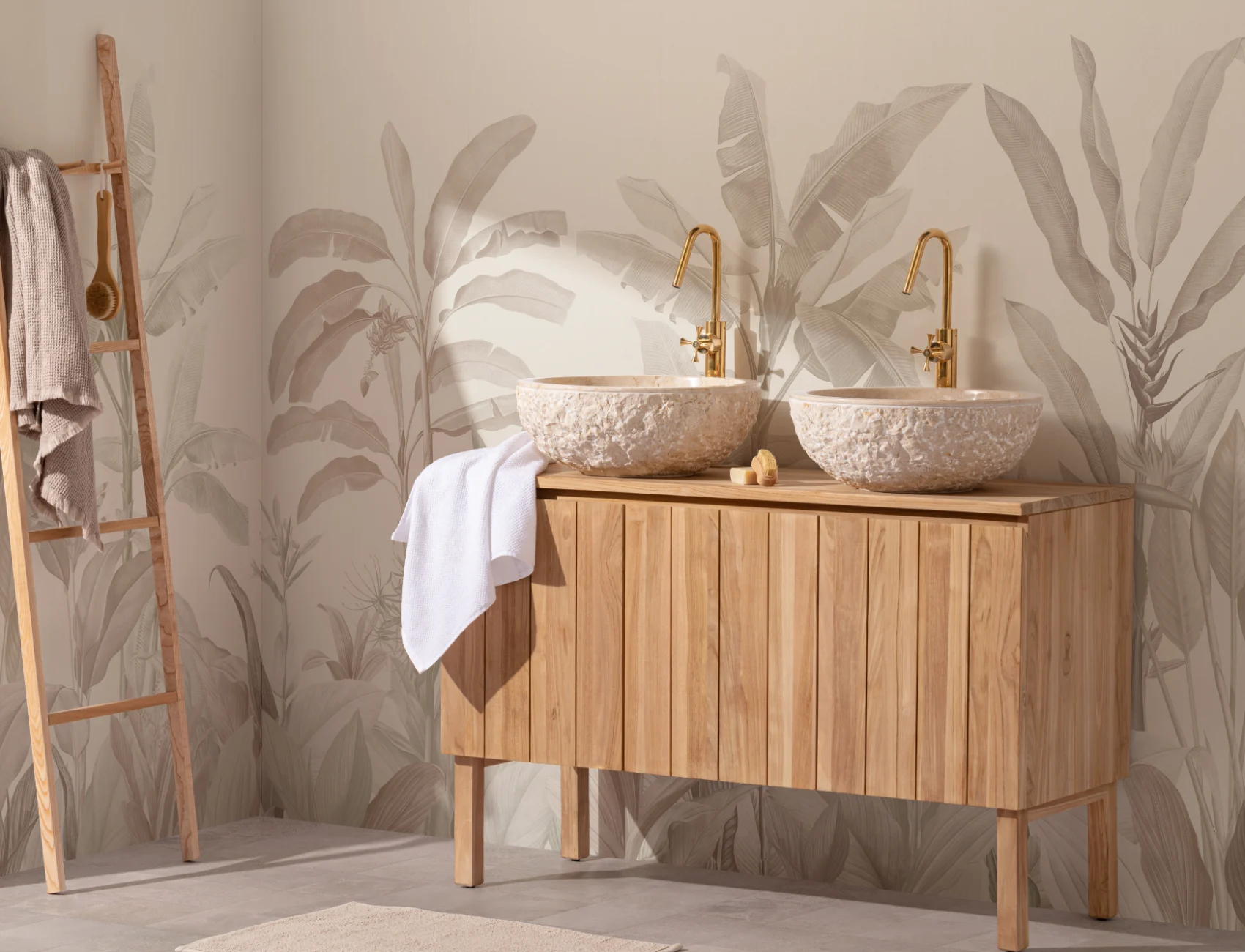 Neutral Vintage Tropical Mural