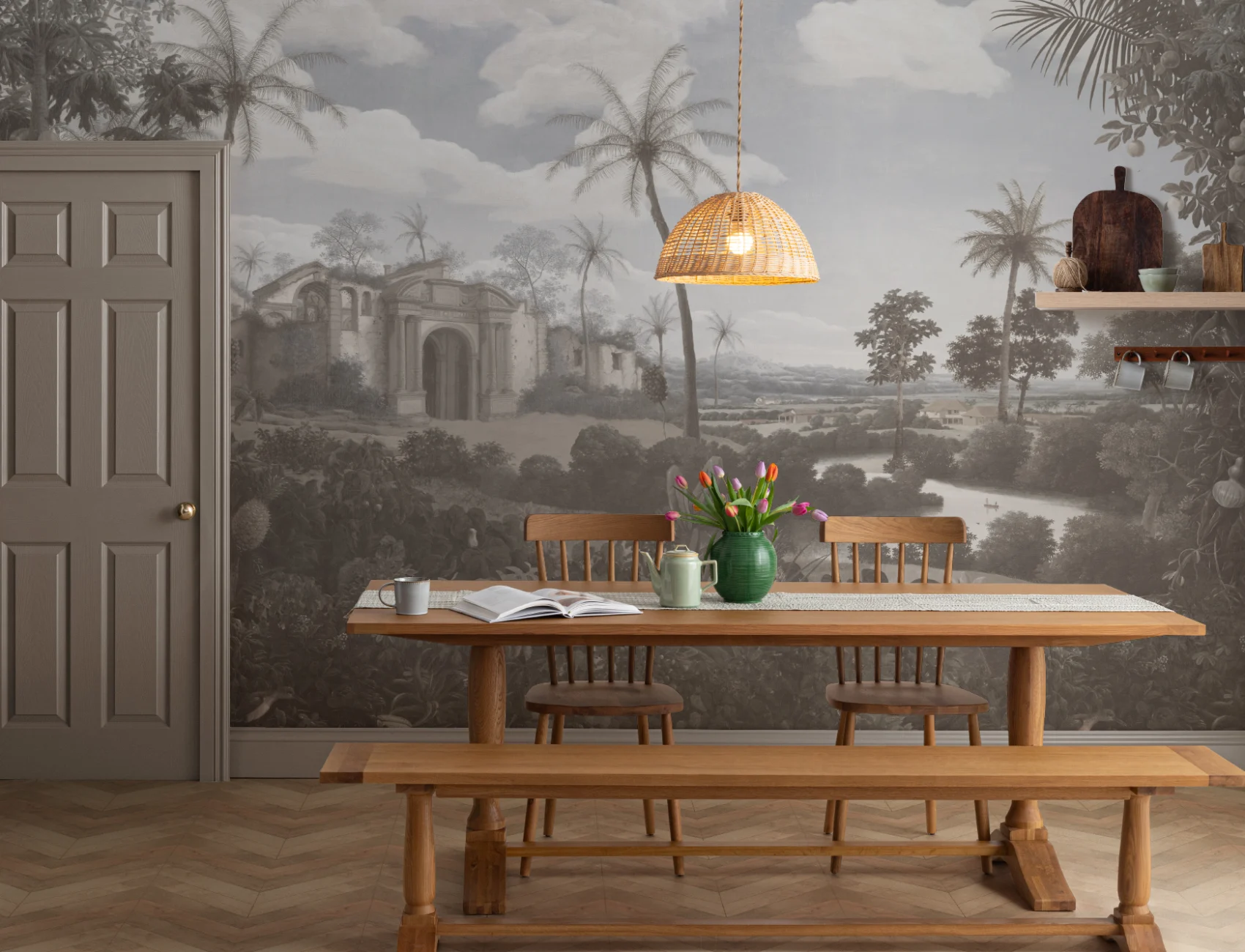 Neutral Frans Post Landscape Painting Mural