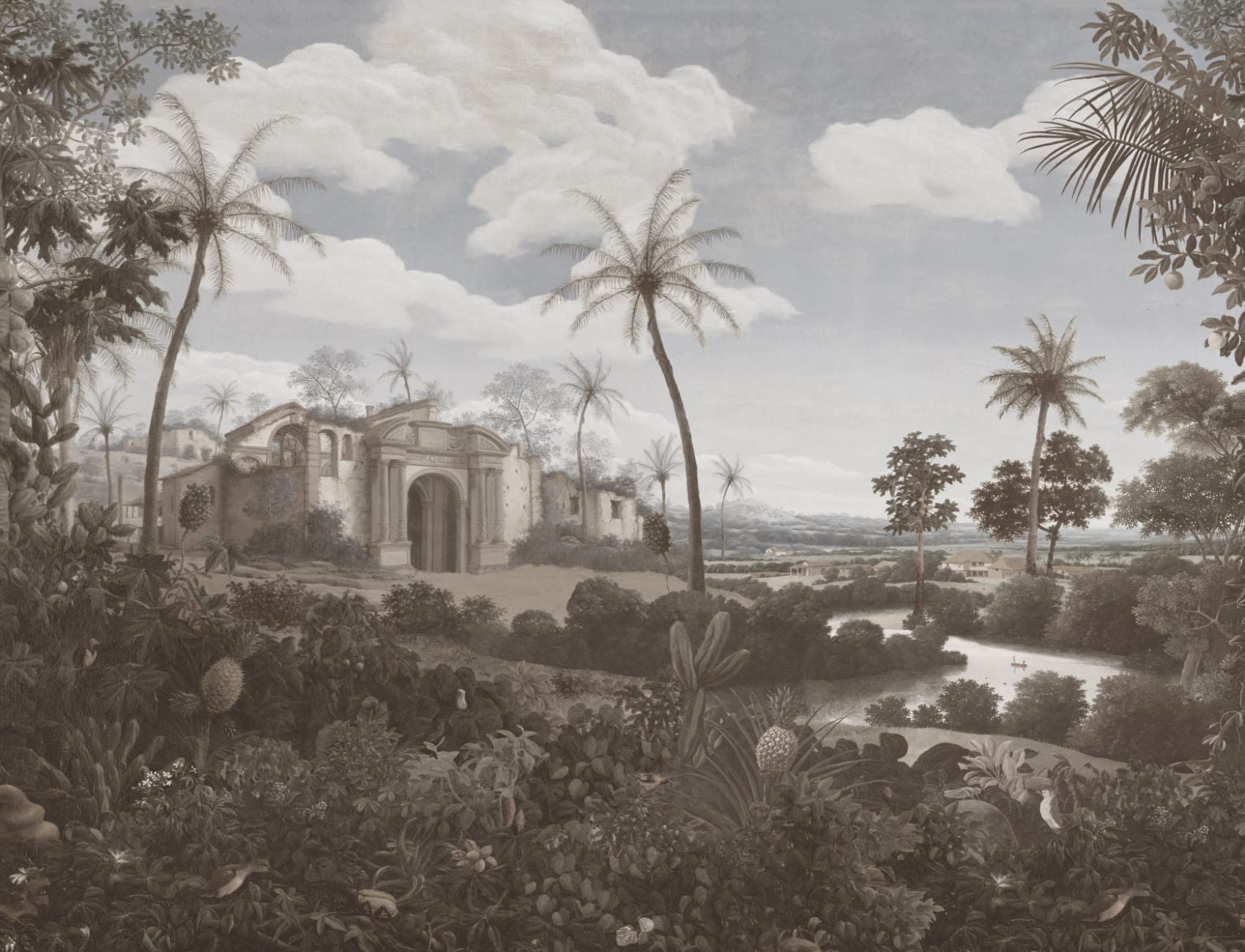 Neutral Frans Post Landscape Painting Mural