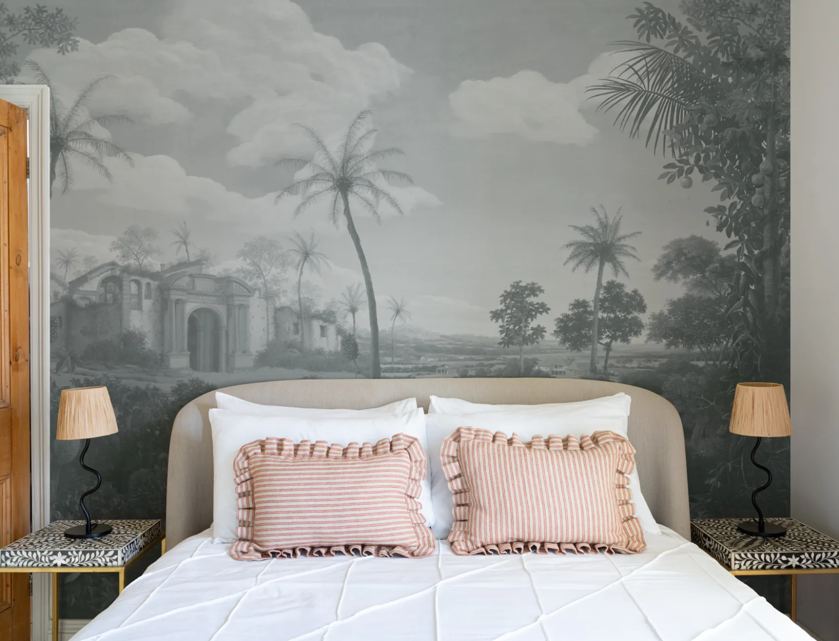 Blue Frans Post Landscape Painting Mural