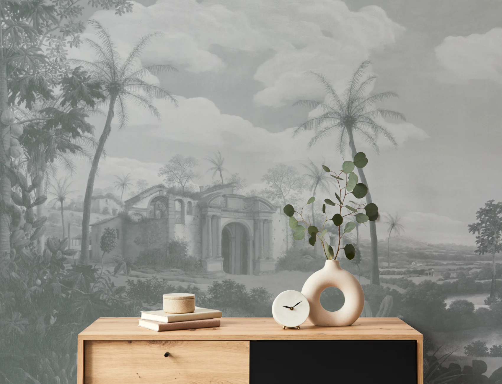 Blue Frans Post Landscape Painting Mural