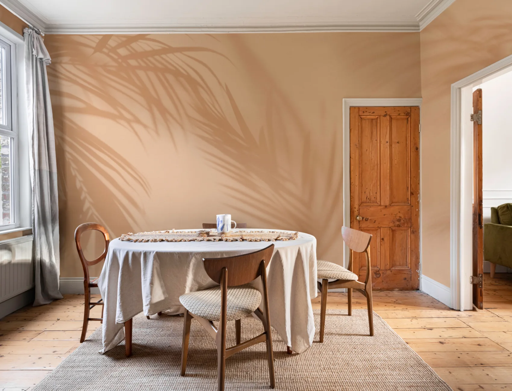 Peach Palm Leaf Shadow Mural