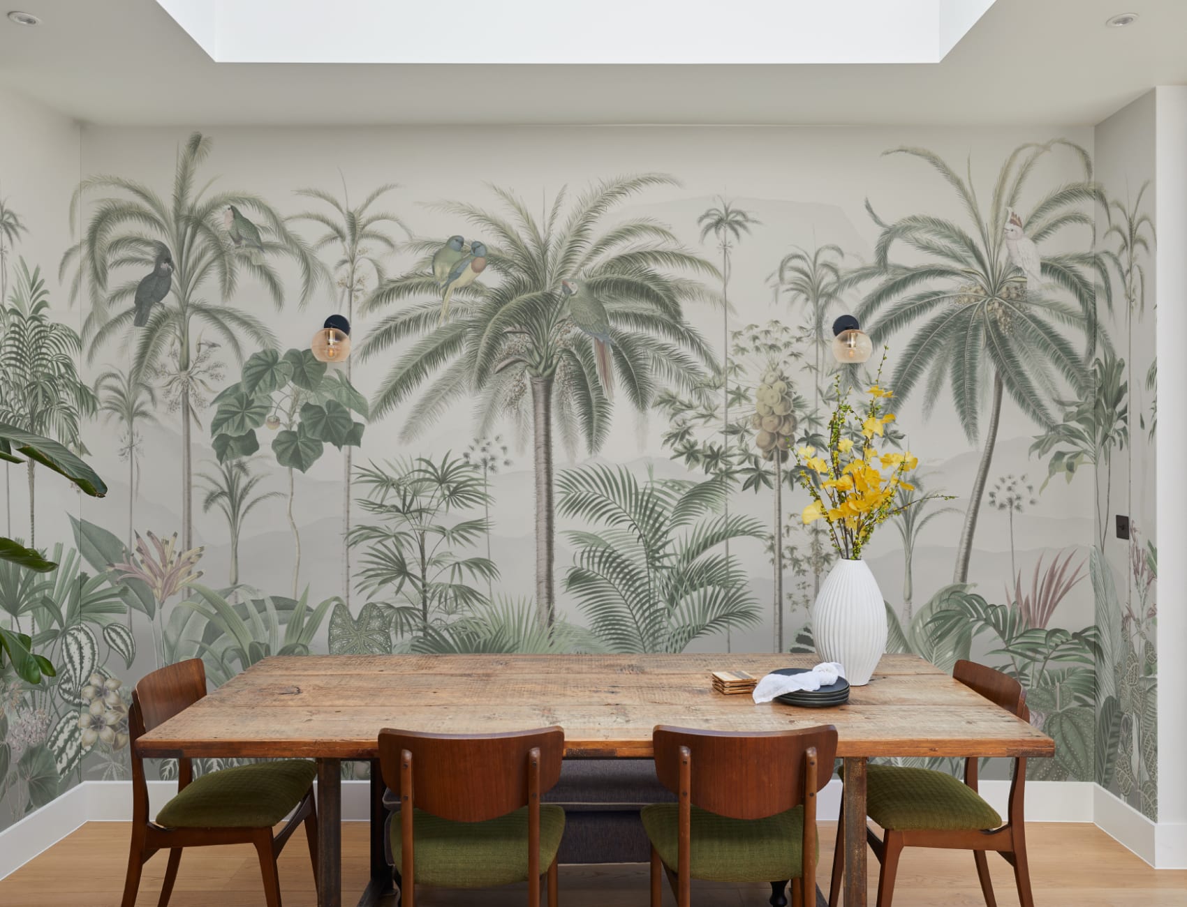 Klassisk illustrerad tropisk botanisk mural-tapeter