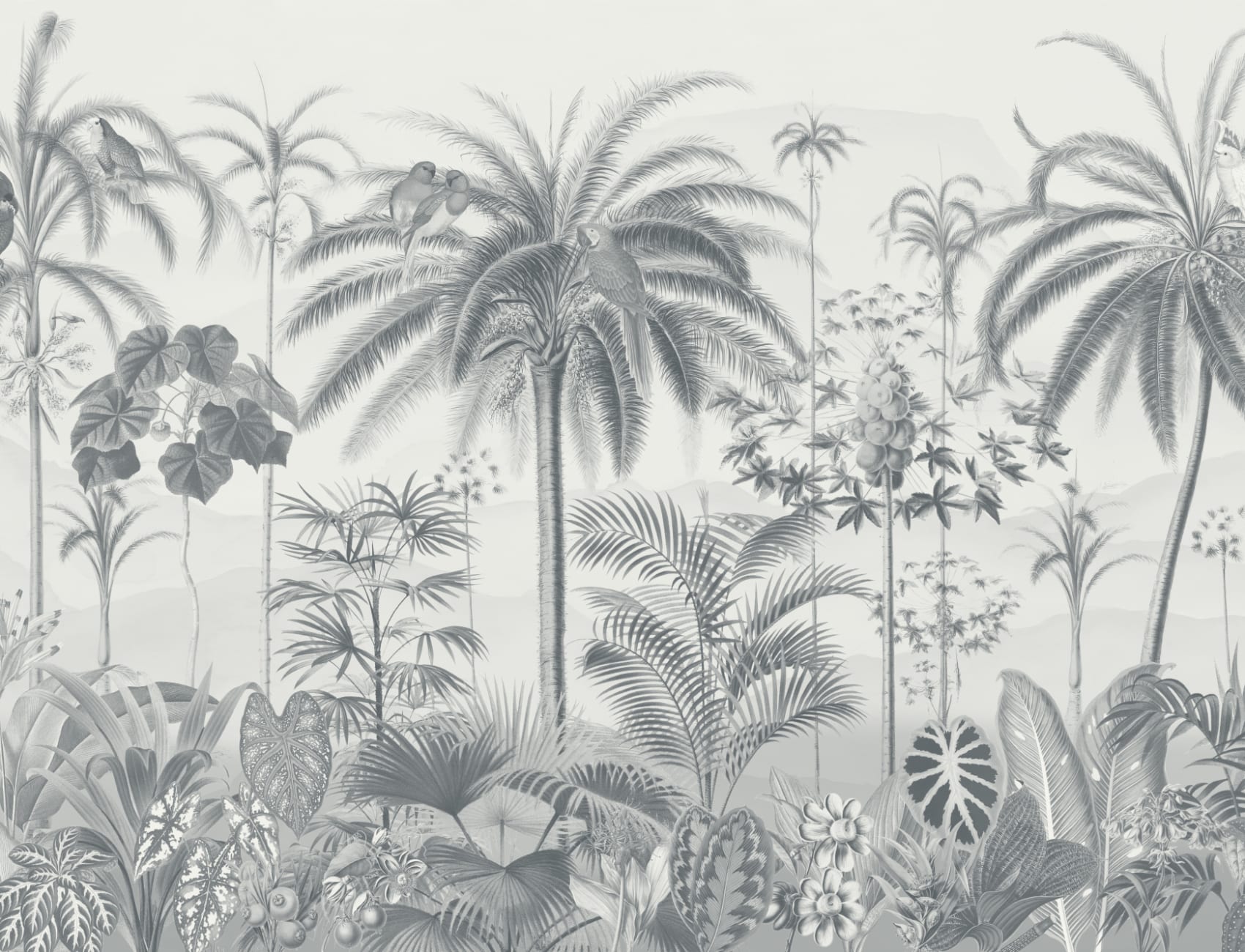 Albastru ilustrat tropical botanic murale