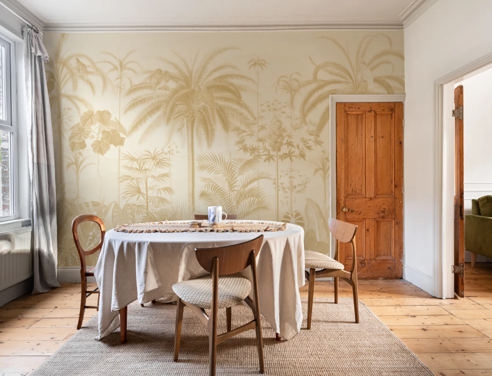 Żółta ilustrowana tropikalna fototapeta botaniczna