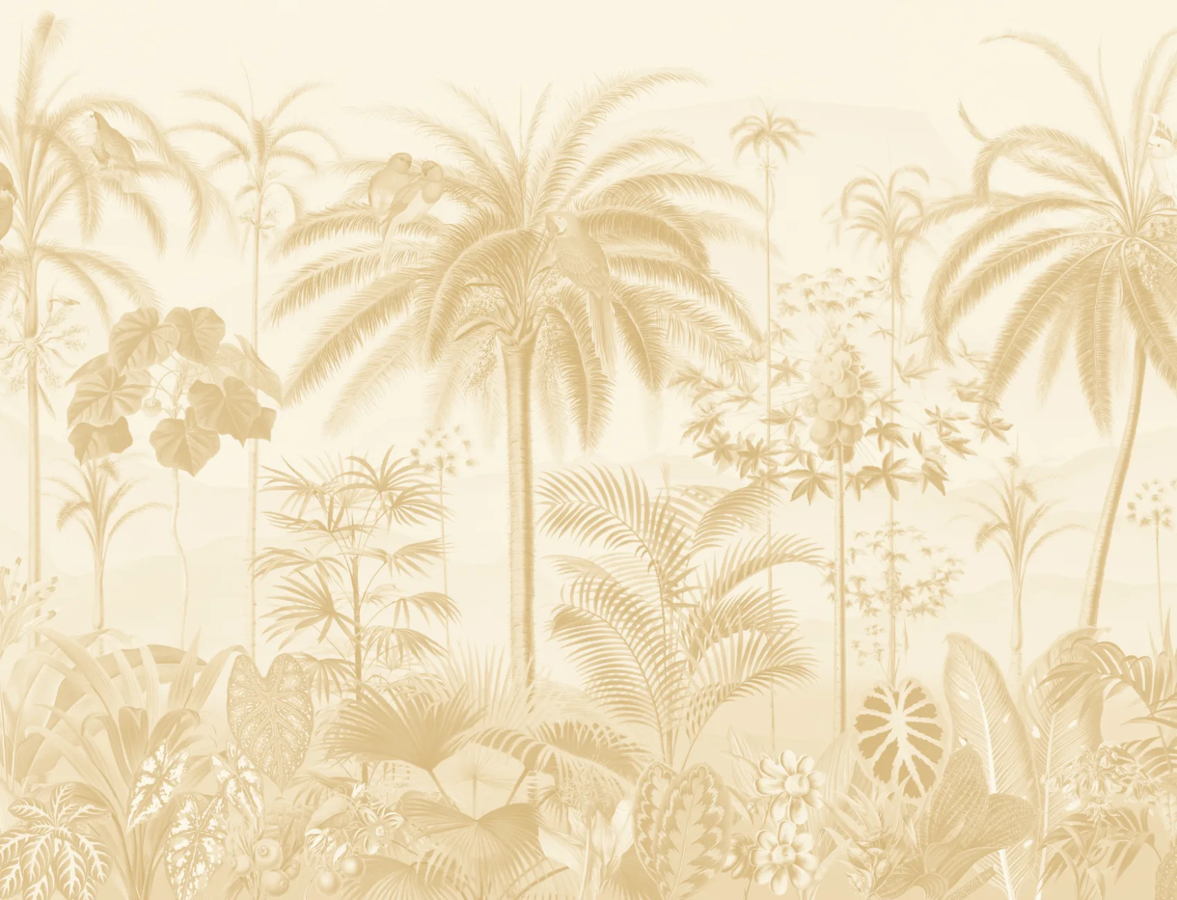 Żółta ilustrowana tropikalna fototapeta botaniczna