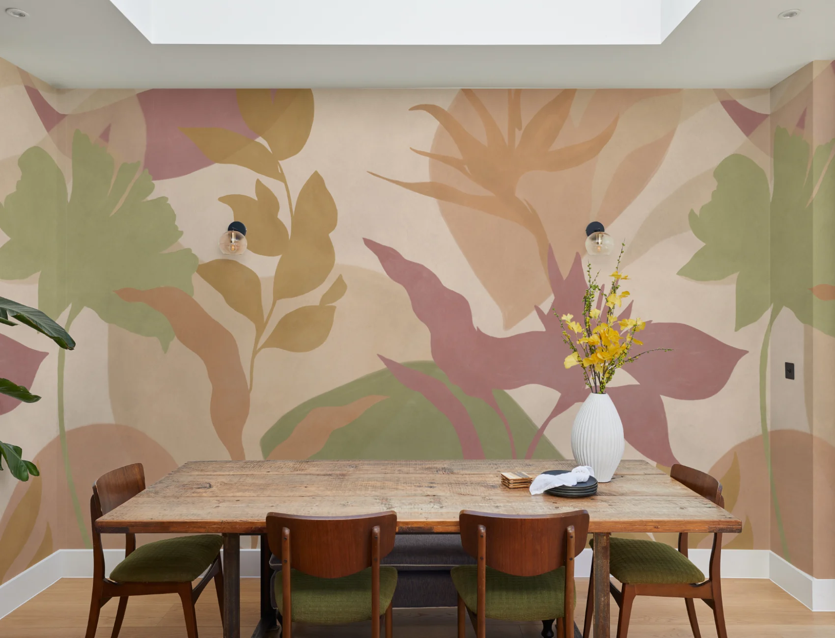 Bright Abstract Tropical Foliage Mural