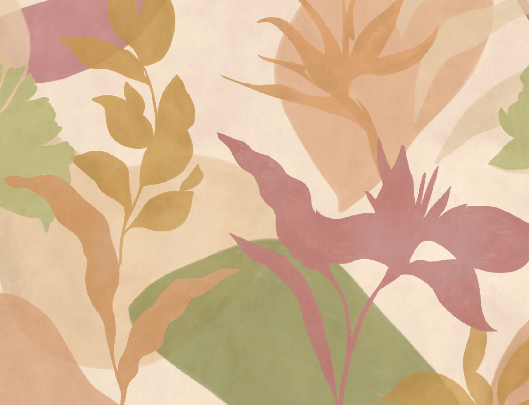 Bright Abstract Tropical Foliage Mural