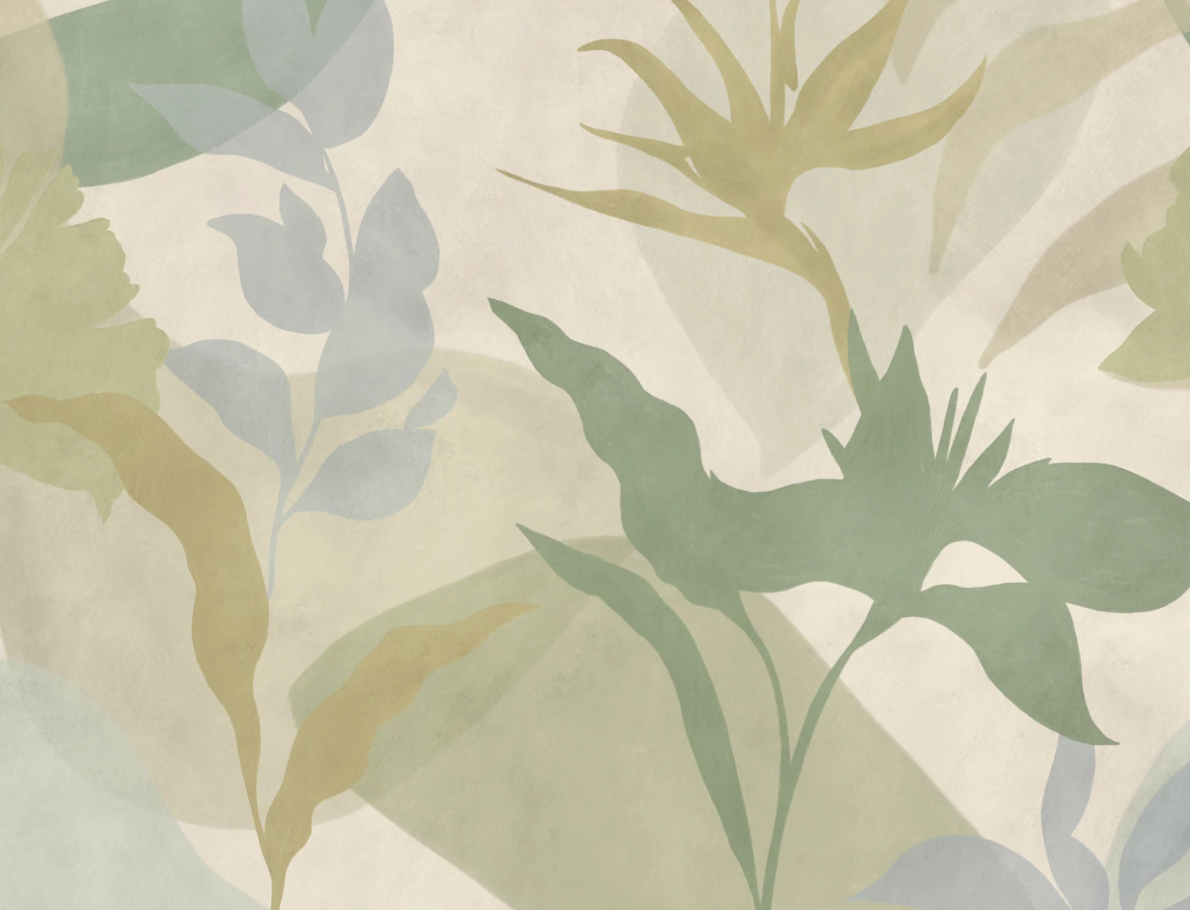 Green Abstract Tropical Foliage Mural