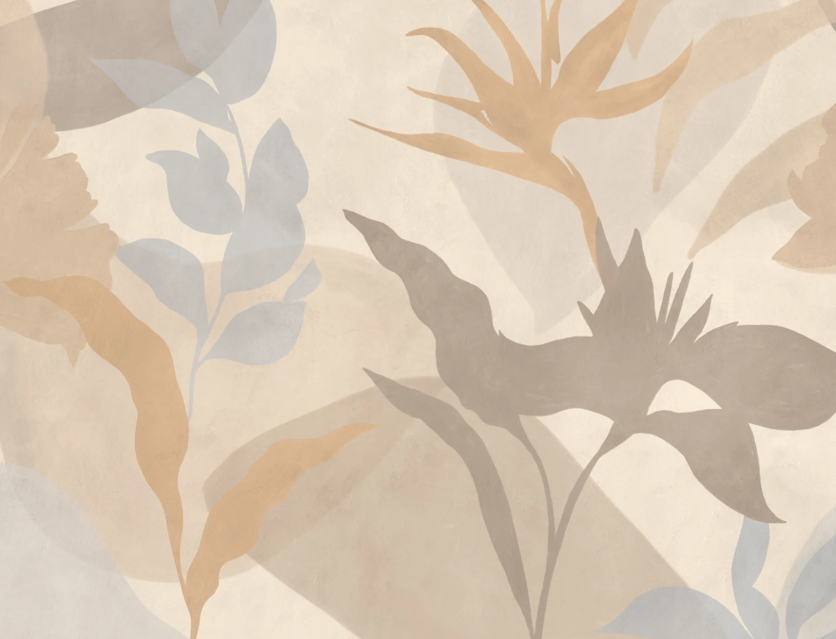 Neutral Abstract Tropical Foliage Mural