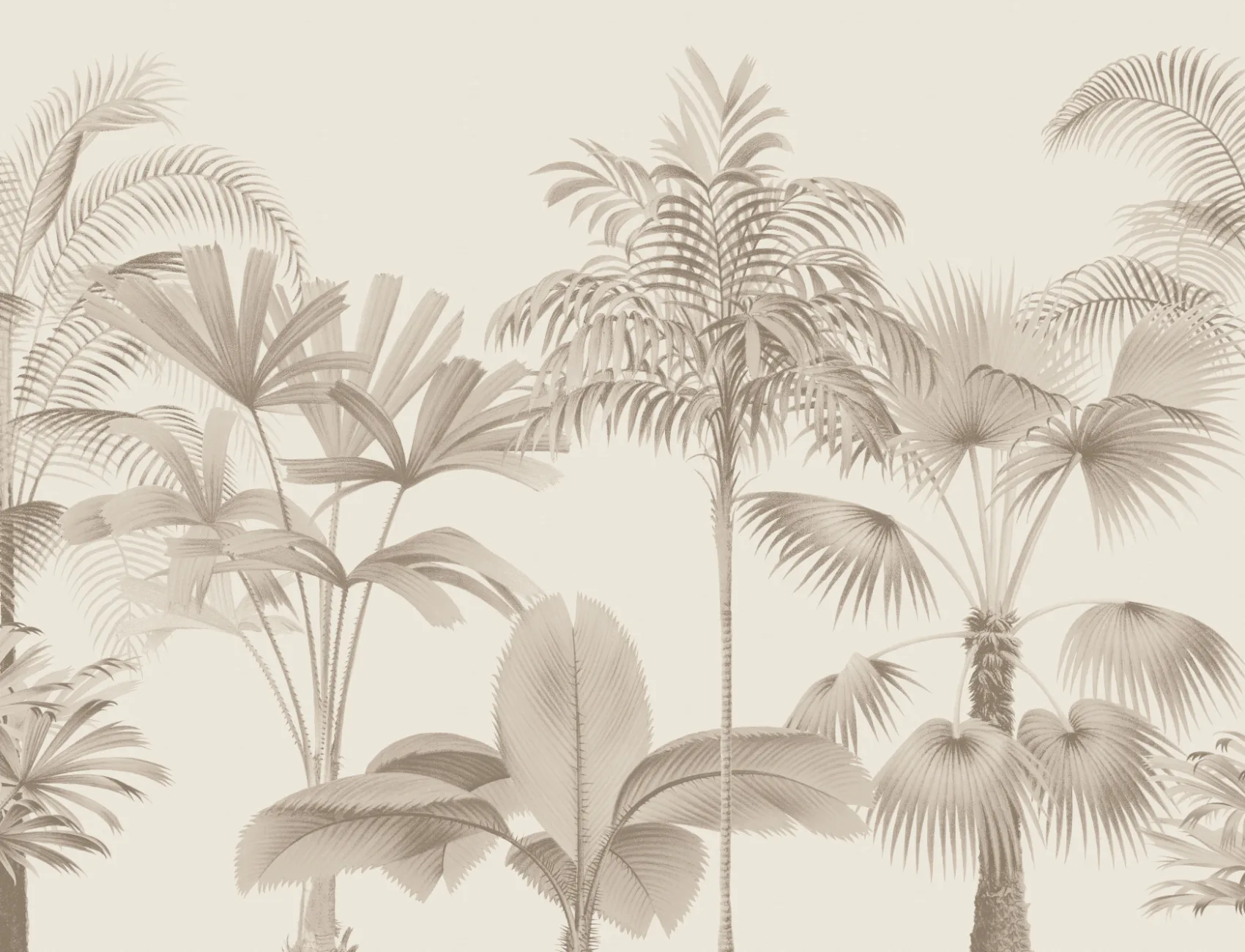 Neutral Vintage Tropical Palm Tree Mural