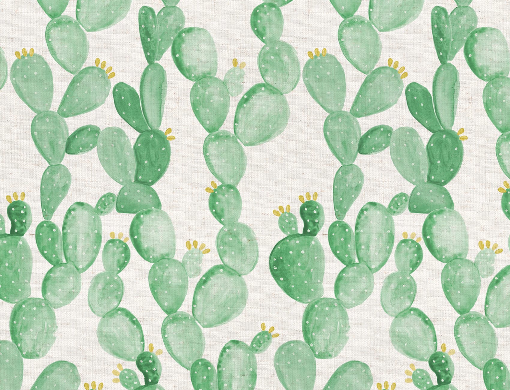 Carta da Parati Cactus con Fiore Giallo ad Acquerello