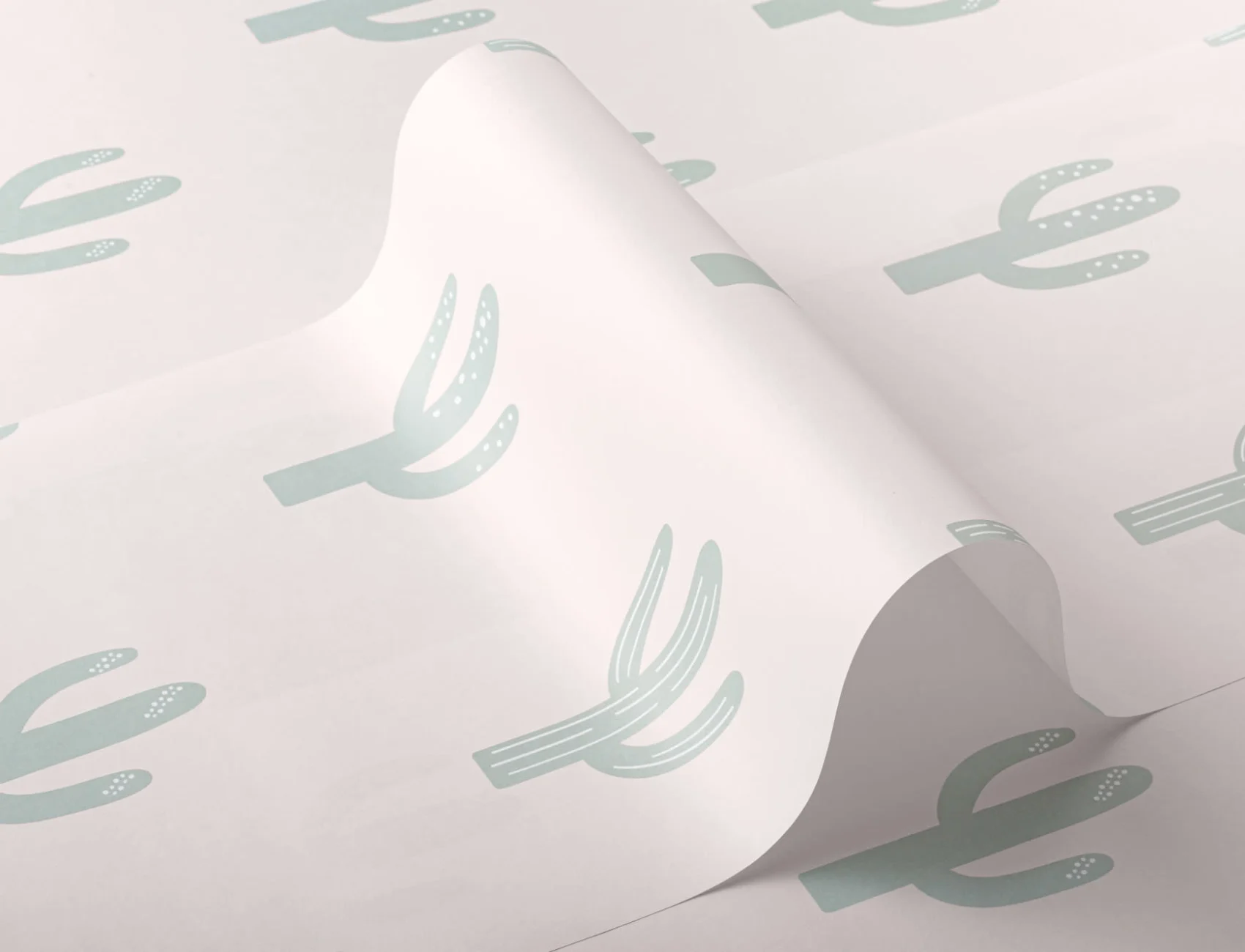 Papel de parede com padrão de repetição Saguaro Cactus Green & Cream