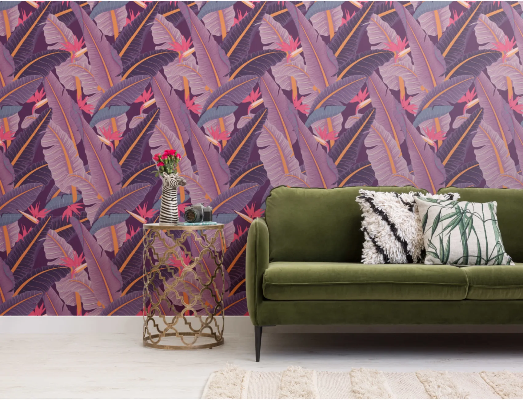 Violet Banana frunze model tapet tropical Mural