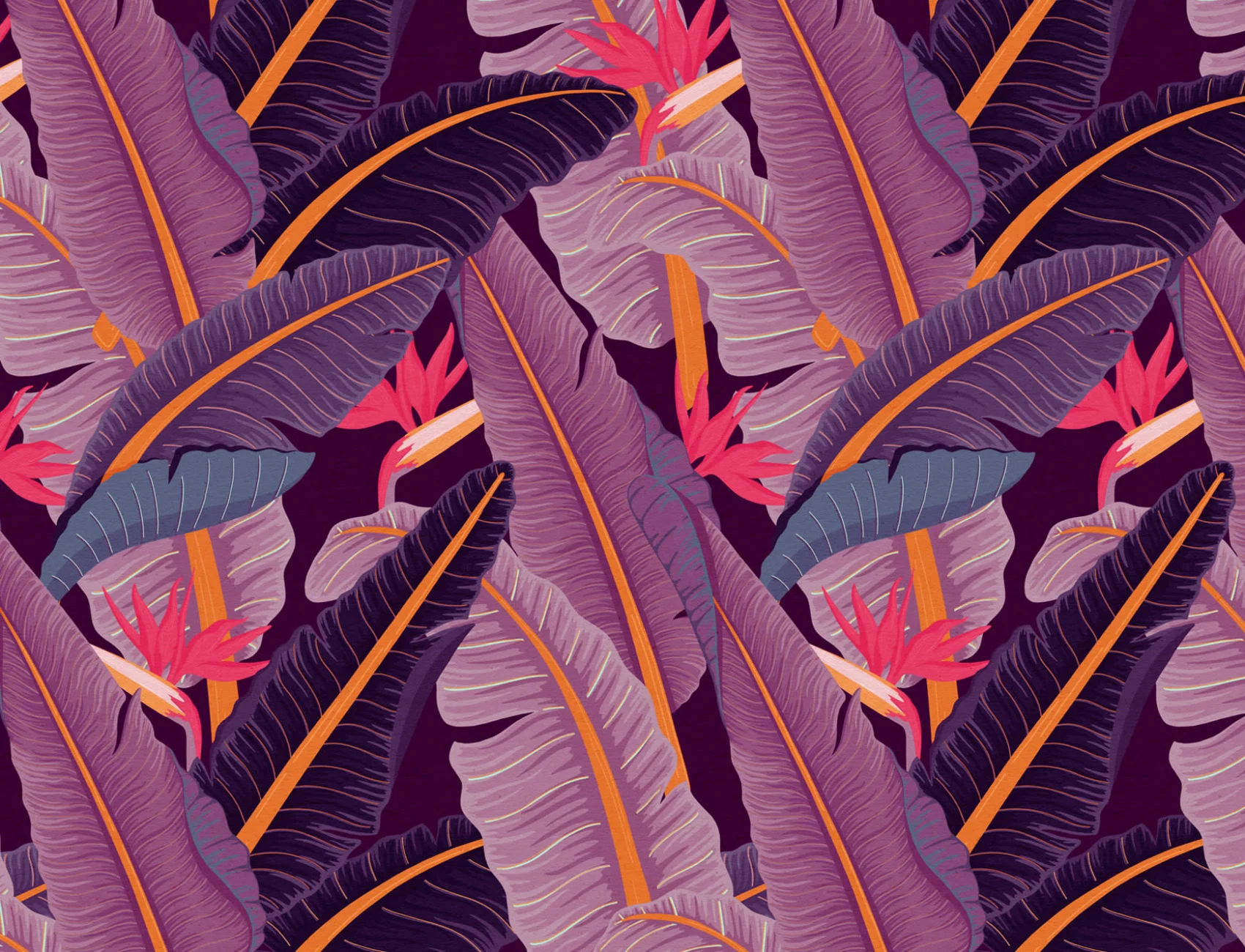 Violet Banana frunze model tapet tropical Mural