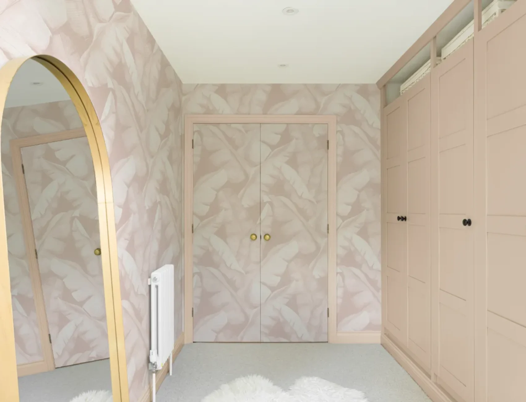 Watercolor Pink Tropical Leaves Repeat Pattern Wallpaper