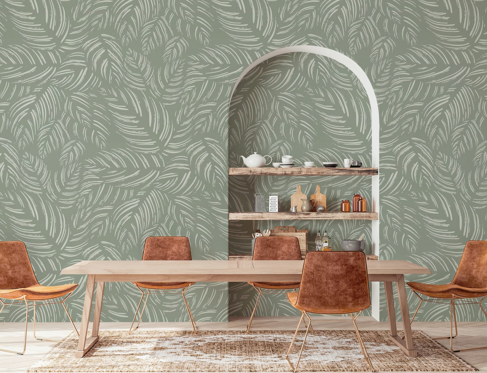 Grønt Calathea-bladmønster Fototapet