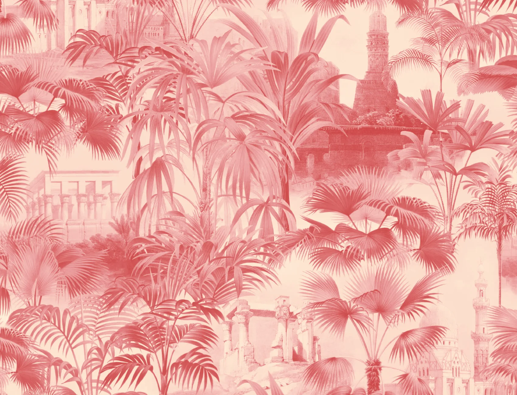 Rød Vintage Tropical Jungle Bakgrunn