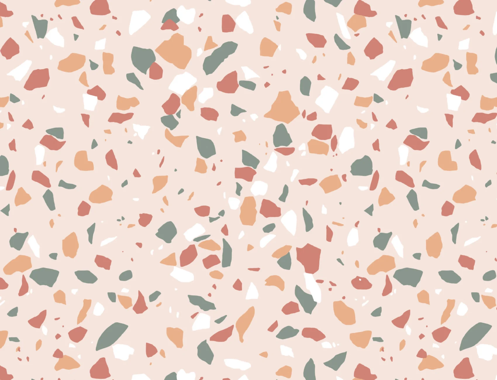 Trendy Terrazzo Repeat Pattern Behang Groen & Oranje