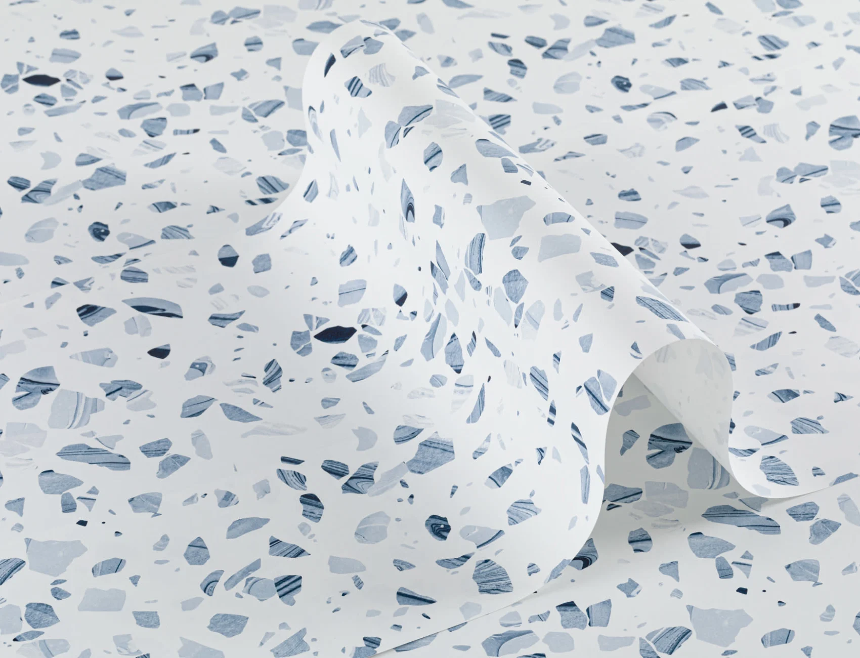 Blue Marbled Terrazzo Repeat Pattern Wallpaper